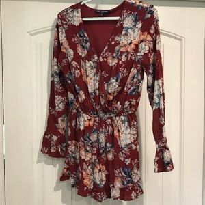Maroon floral romper